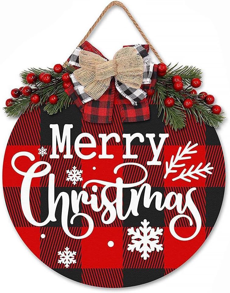 Joyeux signe de suspension de la couronne de Noël