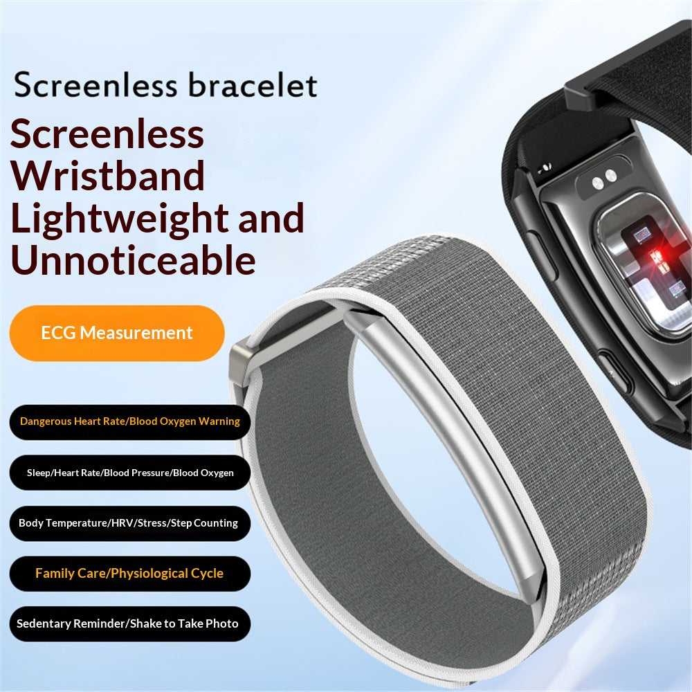 Bracelet sans écran ECG ECG Fréquence cardiaque Blood Oxygène Mesure de la température corporelle
