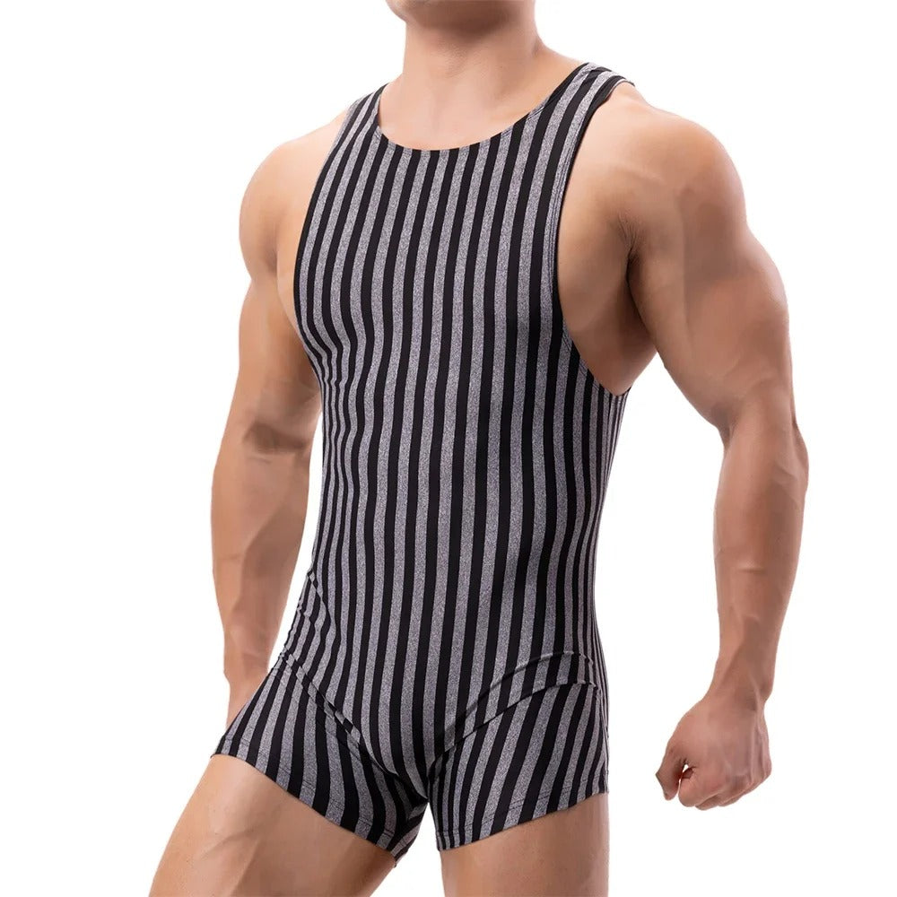 Pyjama de sport à rayures verticales en une seule pièce pour hommes