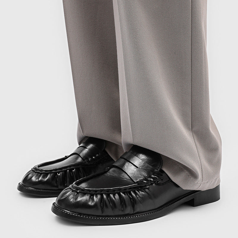 Chaussures plates plissées à la main pour hommes