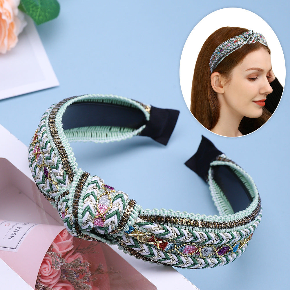 Tissu Knotted Hair Accessoires Bohemian Woven Bandeau
