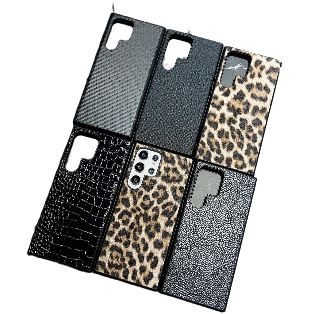 Boîtier de protection de téléphone portable noir simple en cuir d'affaires