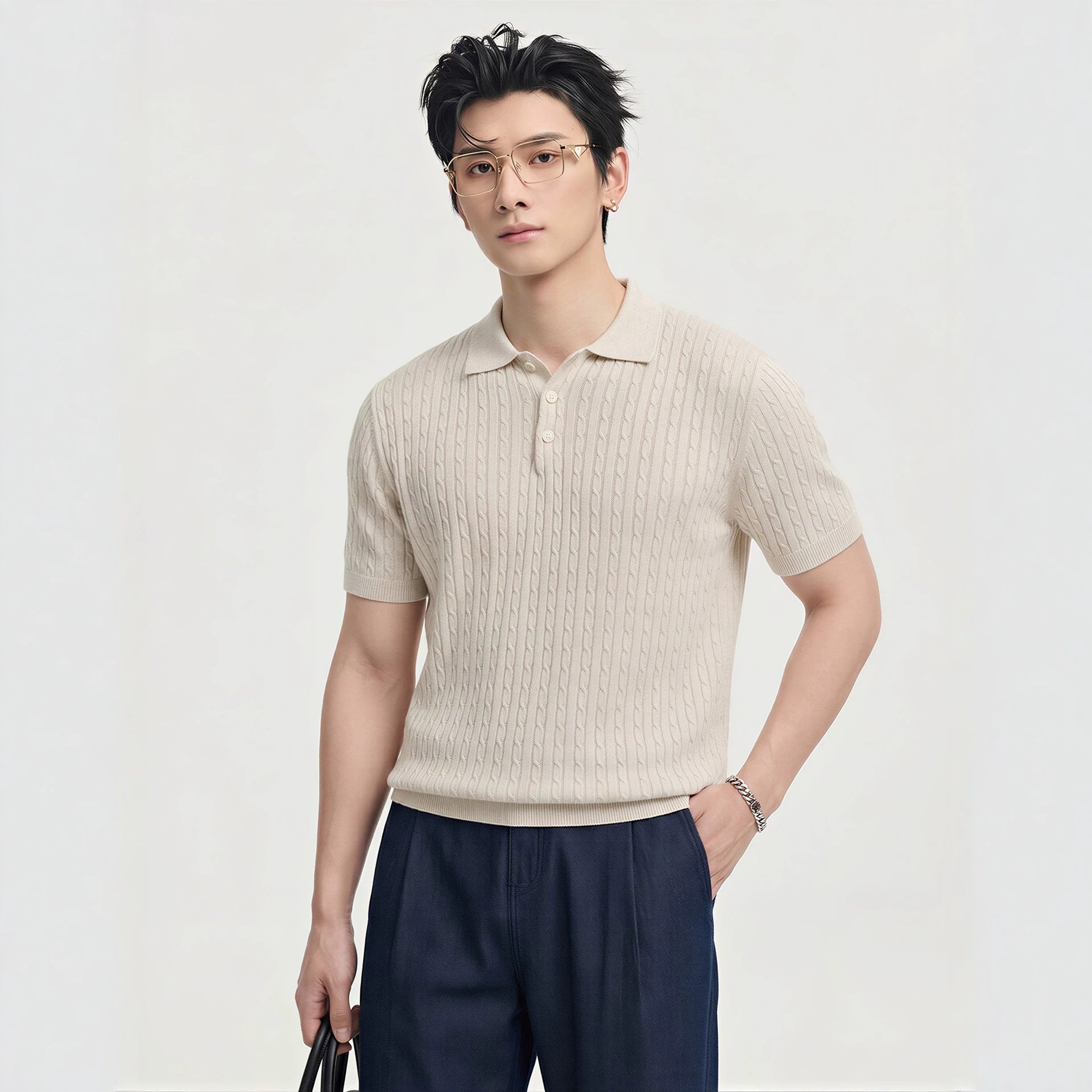 T-shirt à manches courtes pour hommes tricotés