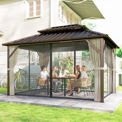 10 x 14 Hardtop Gazebo with Galvanized Steel Double Roof