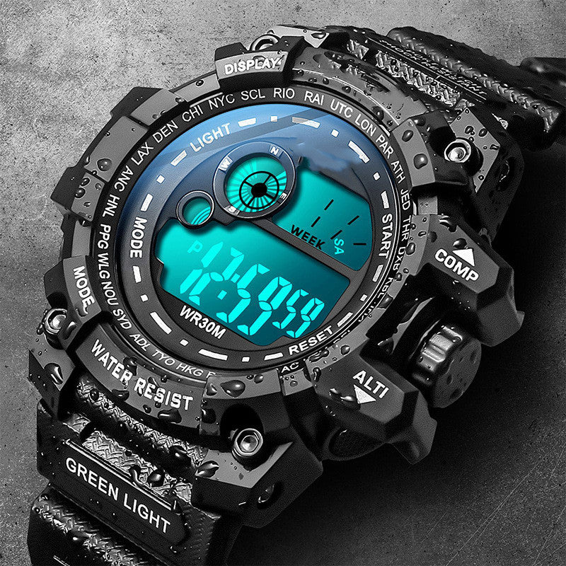 Montre électronique à affichage numérique lumineux étanche pour hommes et femmes