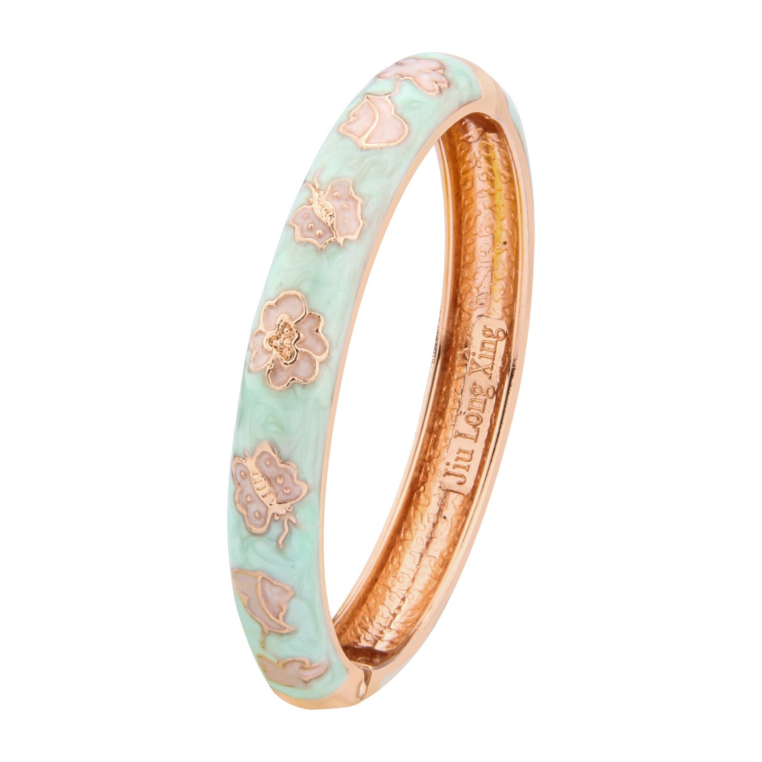 Dai Li Style Ethnique Green Series Bracelet Fleur Style Chinois Bracelet Peony Enamel Drop