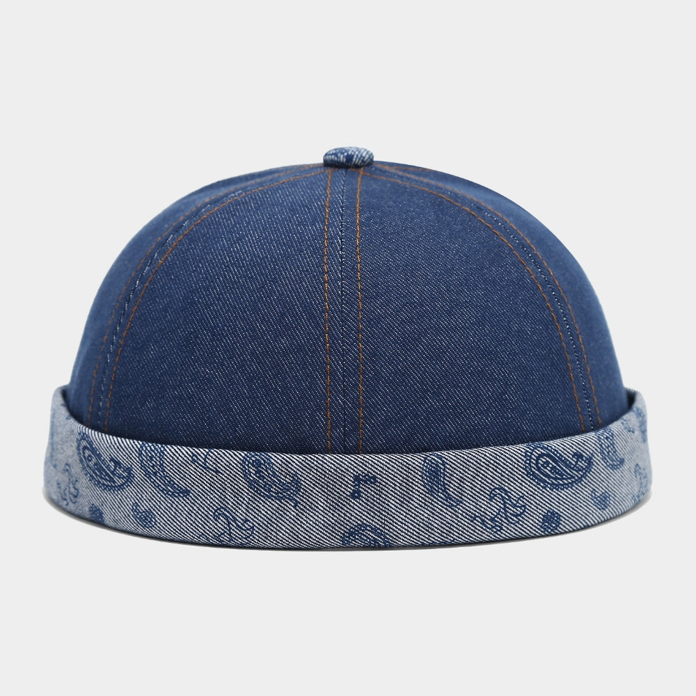 Cashew Flower Rolled-edge Melon Skin Cap - Rétro hommes et femmes sans brim Landlord H