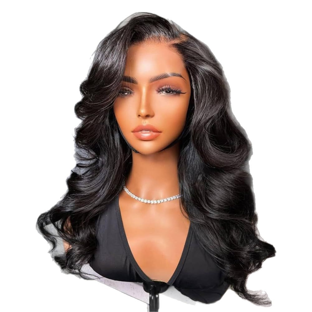 Wig Synthétique Long Noir de style européen et américain