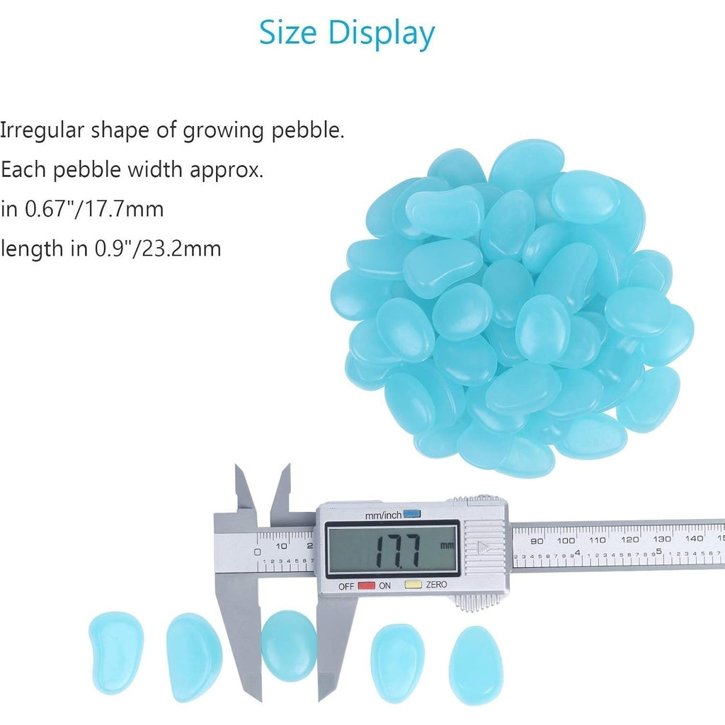 200 X Bleu Glowing Pebbles – Glow-in-the-Dark Stones pour les jardins et le décor – Fête Supplie
