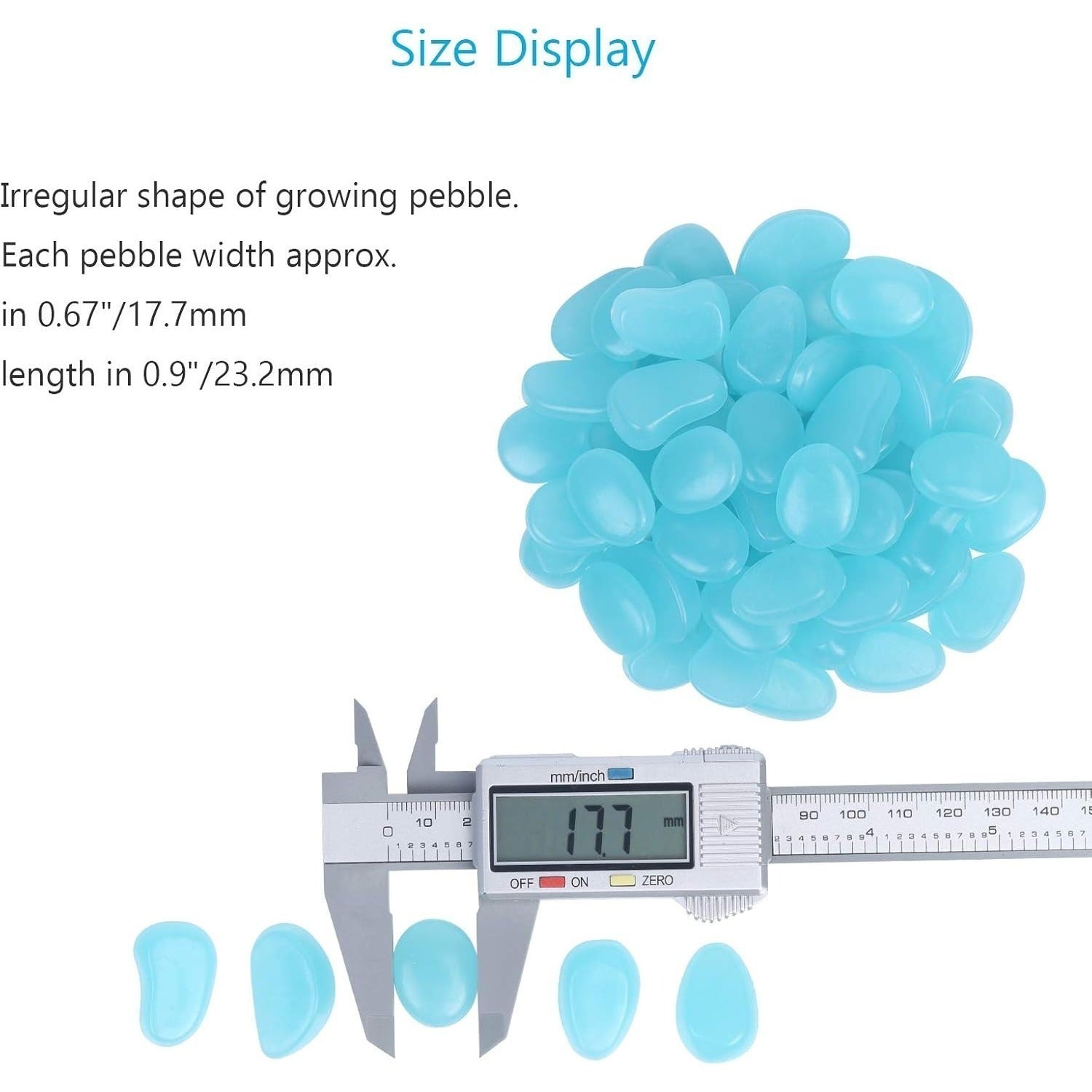 200 X Bleu Glowing Pebbles – Glow-in-the-Dark Stones pour les jardins et le décor – Fête Supplie