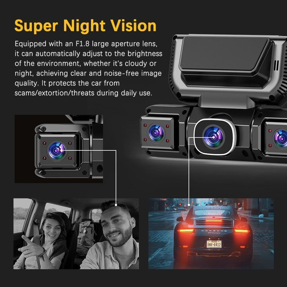 5G WiFi Dash Cam 4 Channel 360 Avant Arrière Intérieur DashCam