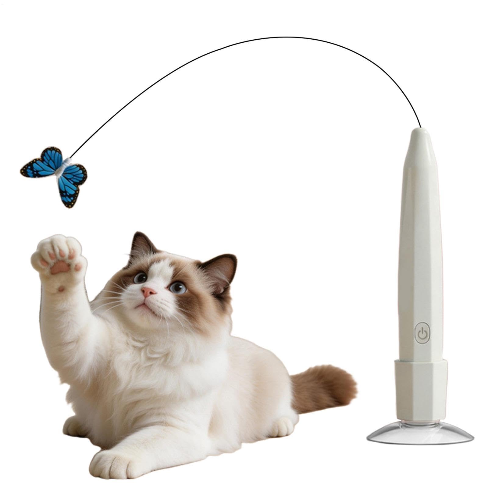 Butterfly Interactive Automatic Cat Teaser Wand Toys Coupe d'aspiration à Fl