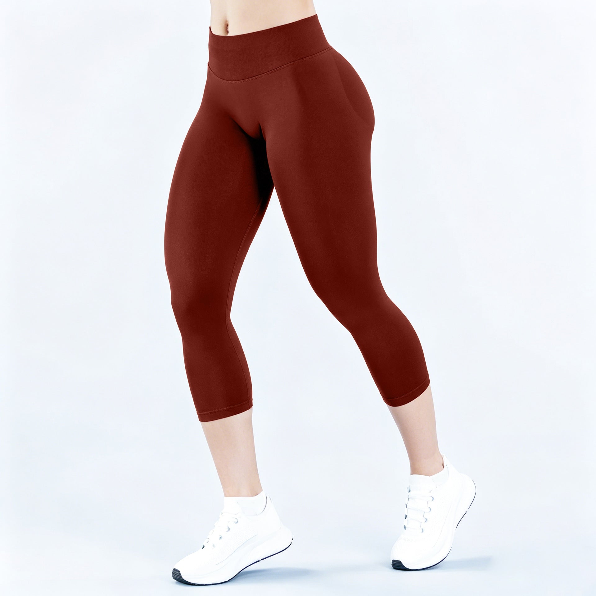 Pantalon croppé à trois pans de la taille Conception plissée pour un effet de lifting des fesses Mer à basse altitude
