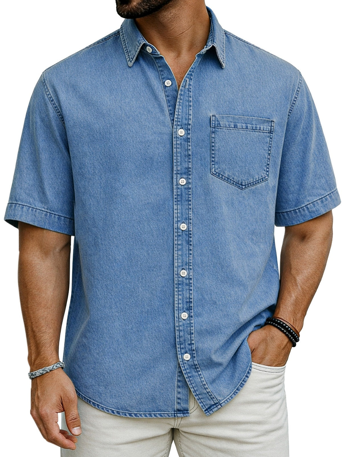 Chemise casual homme manches courtes