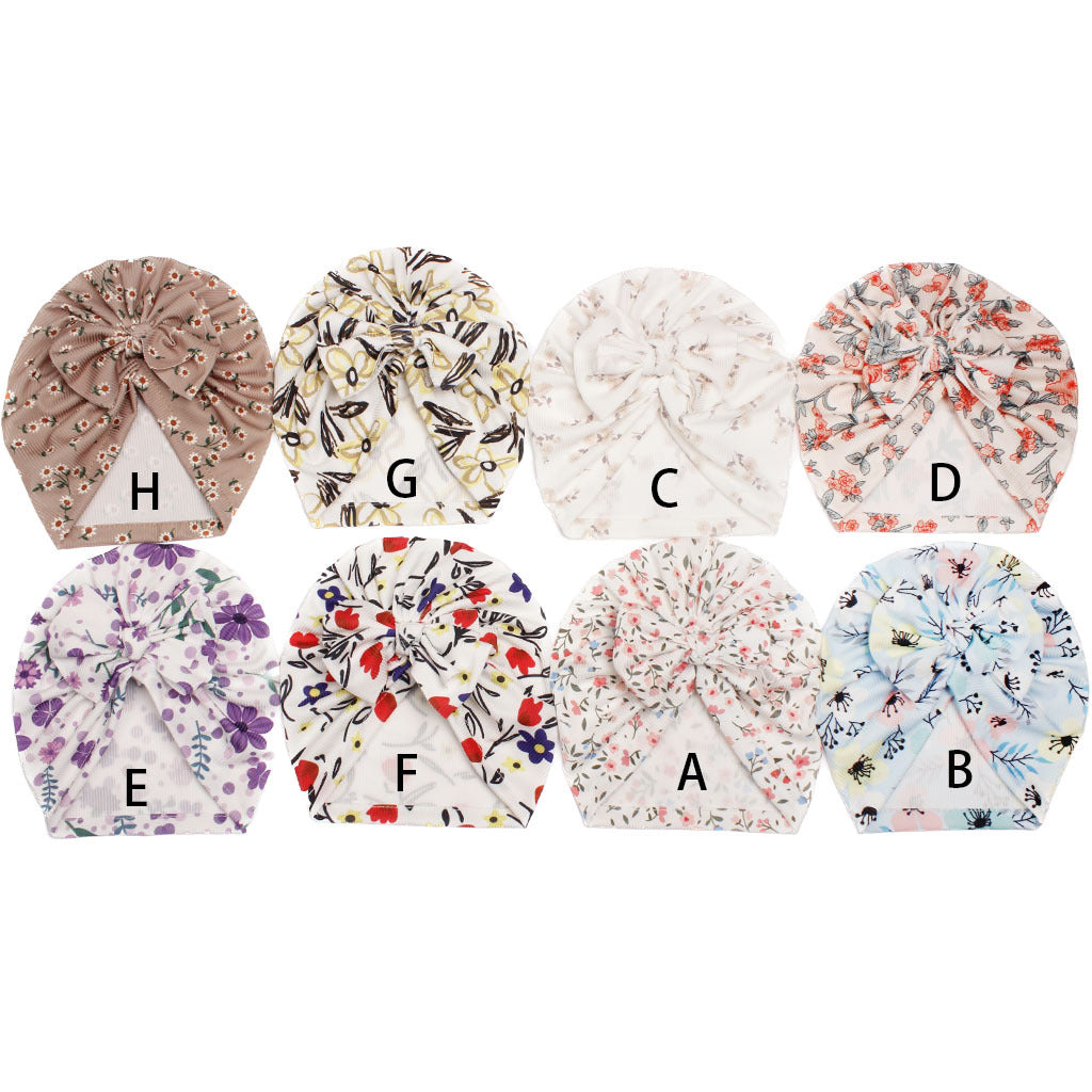 Chapeau Polyester Bébé Bow Impression Créative Chapeau Filles Bébé Chapeau