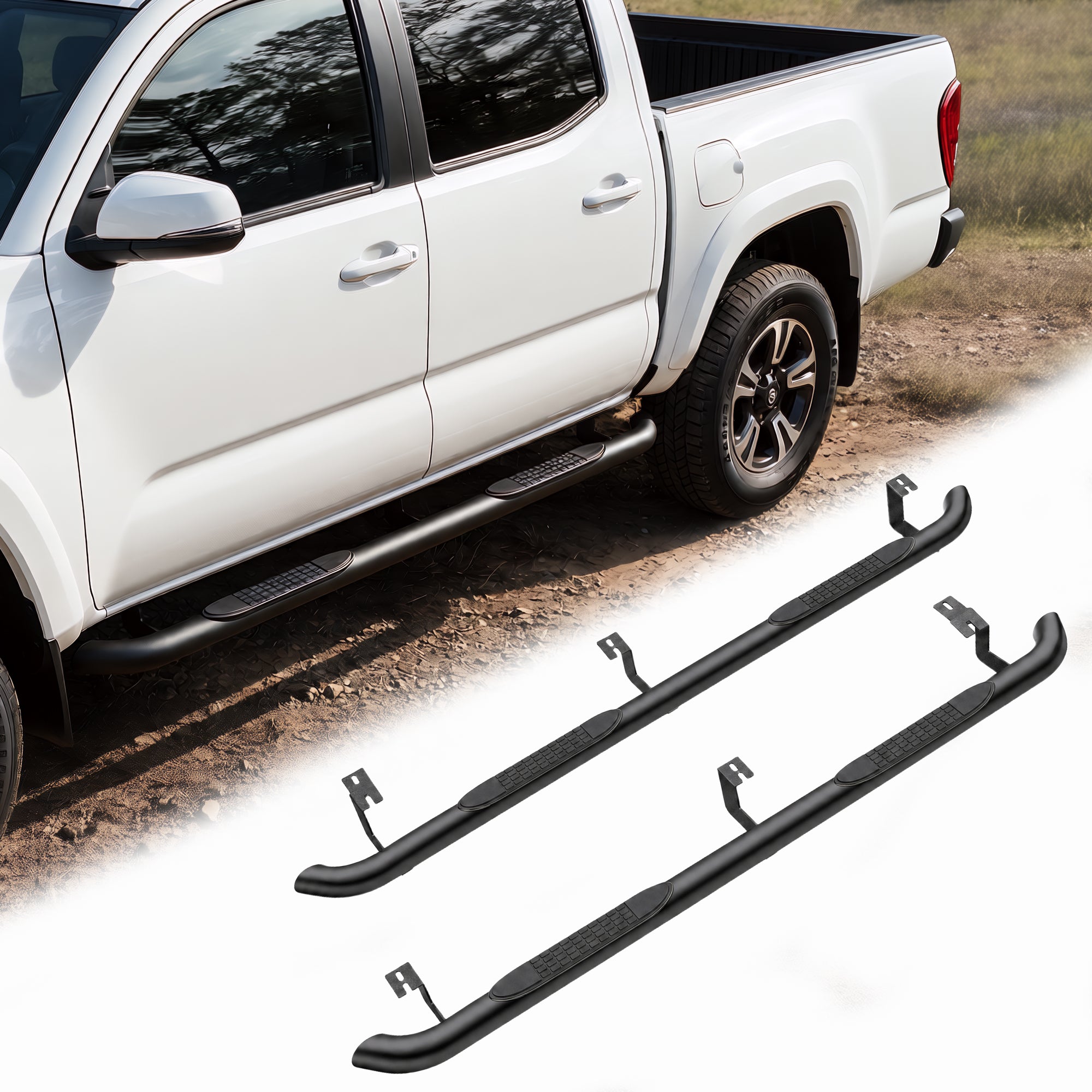 Planches de course 2PCS 4 pouces marches latérales Fit Toyota Tacoma 2005-2023 (Cabine remorquée/Cabine double) Ov