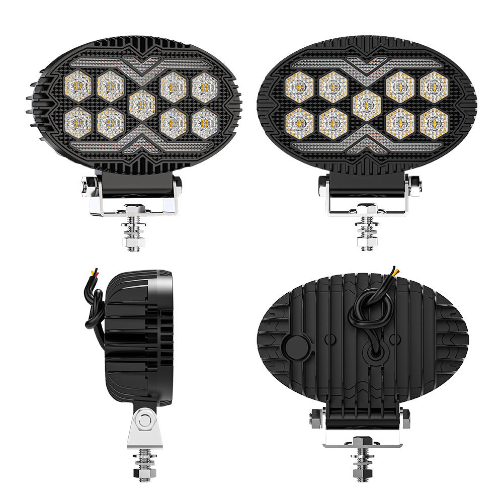 Black Warrior 55-inch Ovale 9led Lumière de travail Deux couleurs modifié voiture LED Projectlight Paving Be