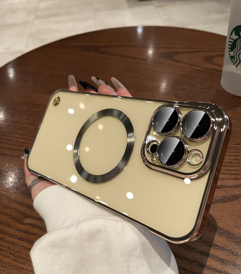 Étanche à la poussière en plastique Net Electroplating Frameless Phone Case I Magnetic Hard Shell