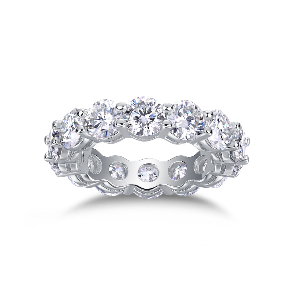 S925 Argent 3.5g Platine plaqué Moissanite Anneau d'éternité