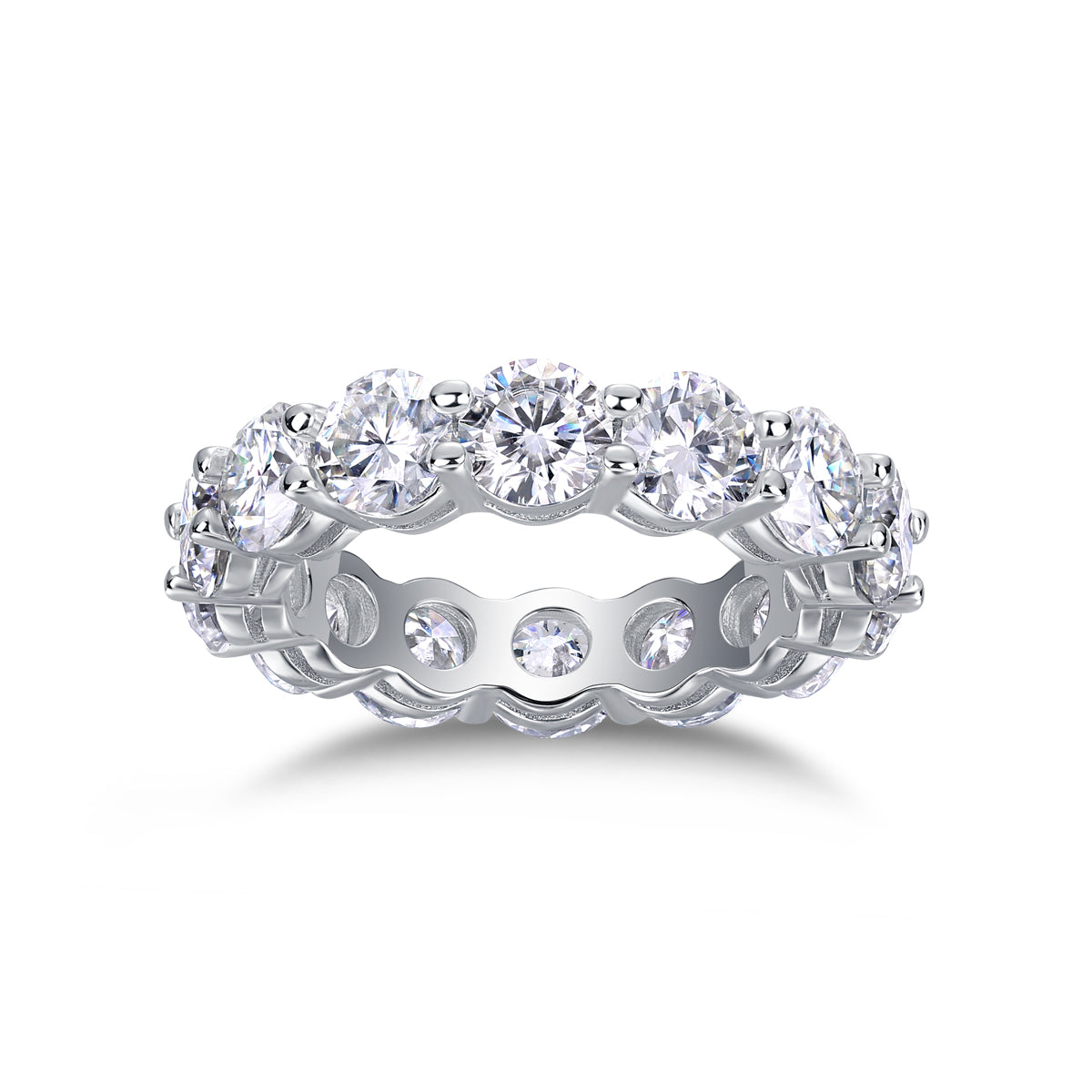 S925 Argent 3.5g Platine plaqué Moissanite Anneau d'éternité