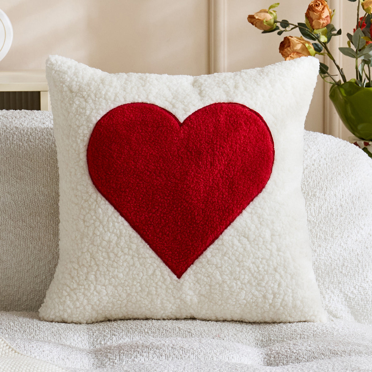 Couverture d'oreiller brodé en peluche