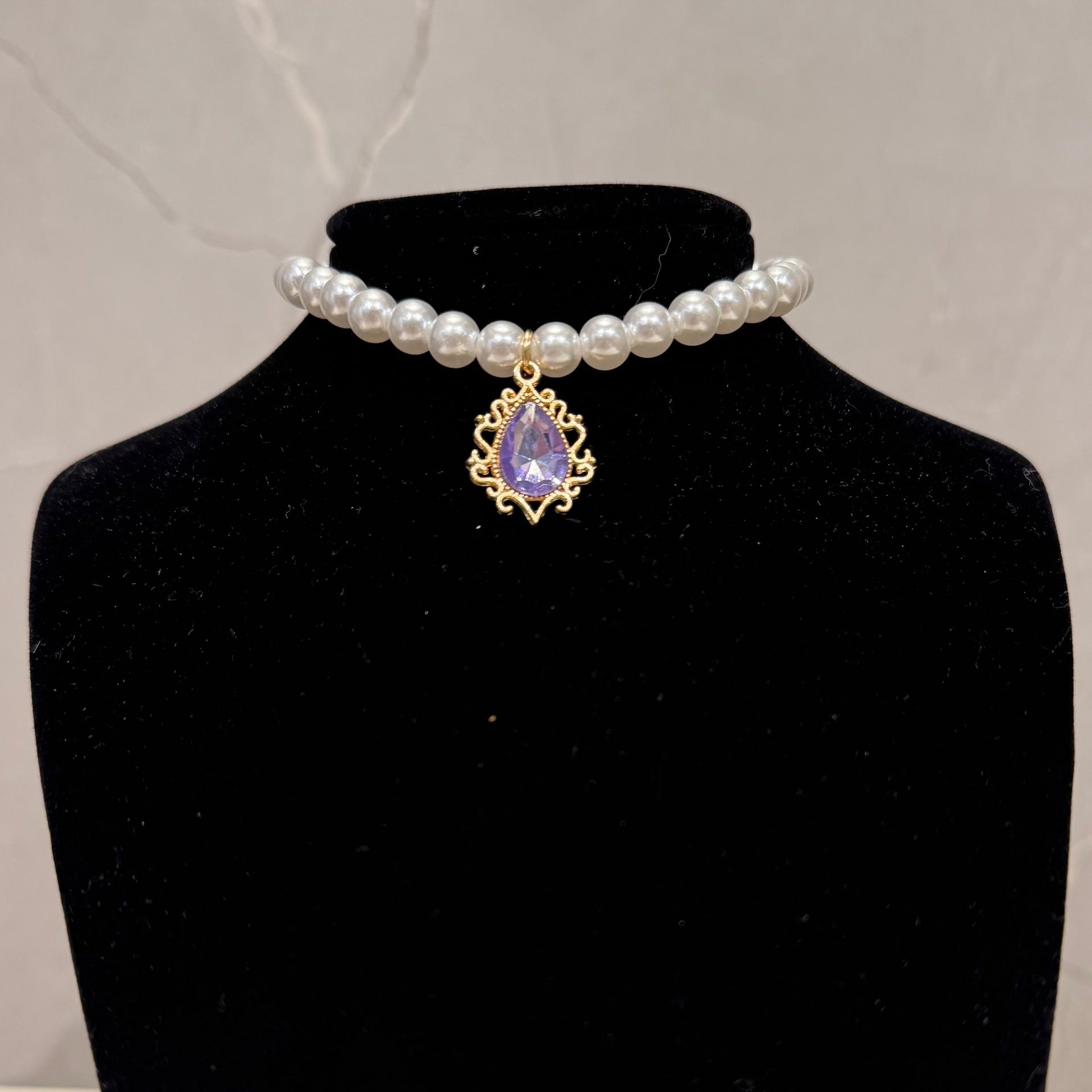 Style court cristal Zircon Vintage Pearl Fashion Choker