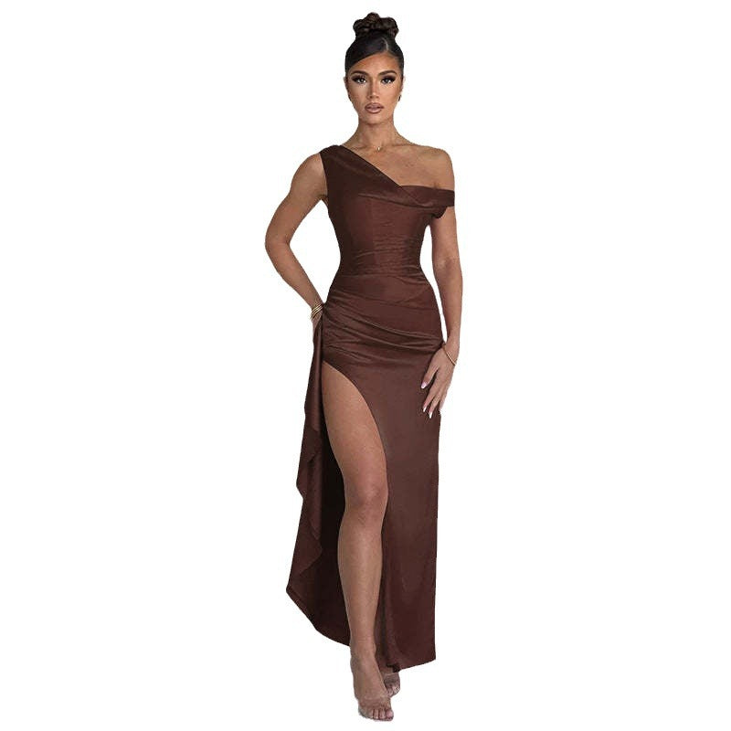 Mode Satin Slit Habillement femme