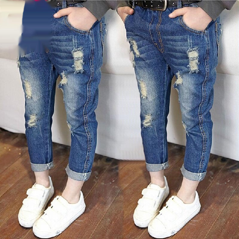 Enfants Casual des enfants Loose Hole Jeans