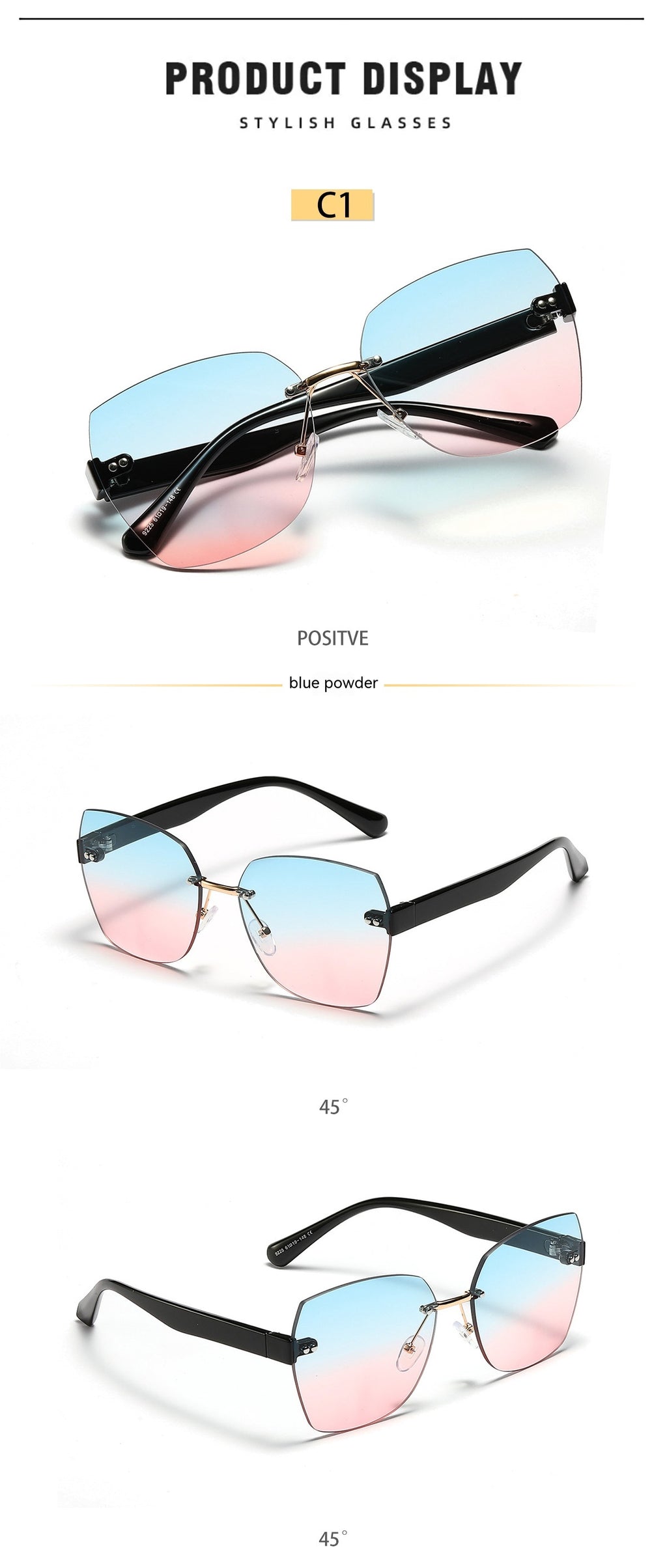 Lunettes de soleil haut de gamme Diamond Cut Edge pour femmes