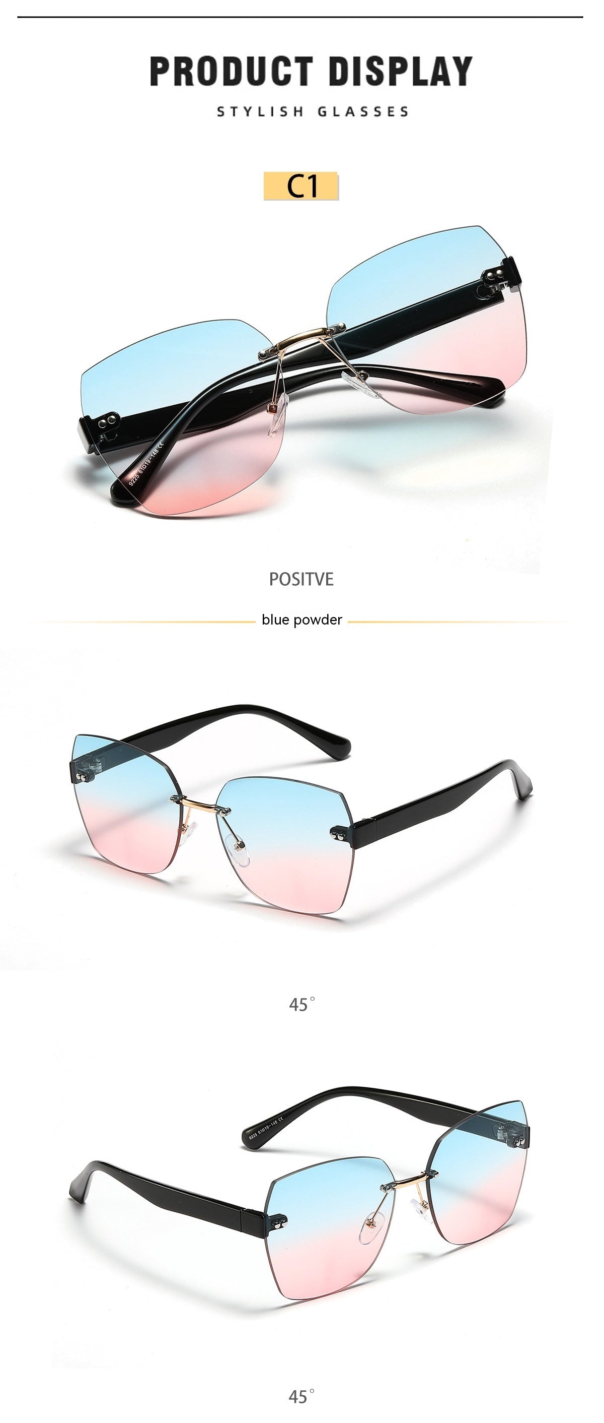 Lunettes de soleil haut de gamme Diamond Cut Edge pour femmes