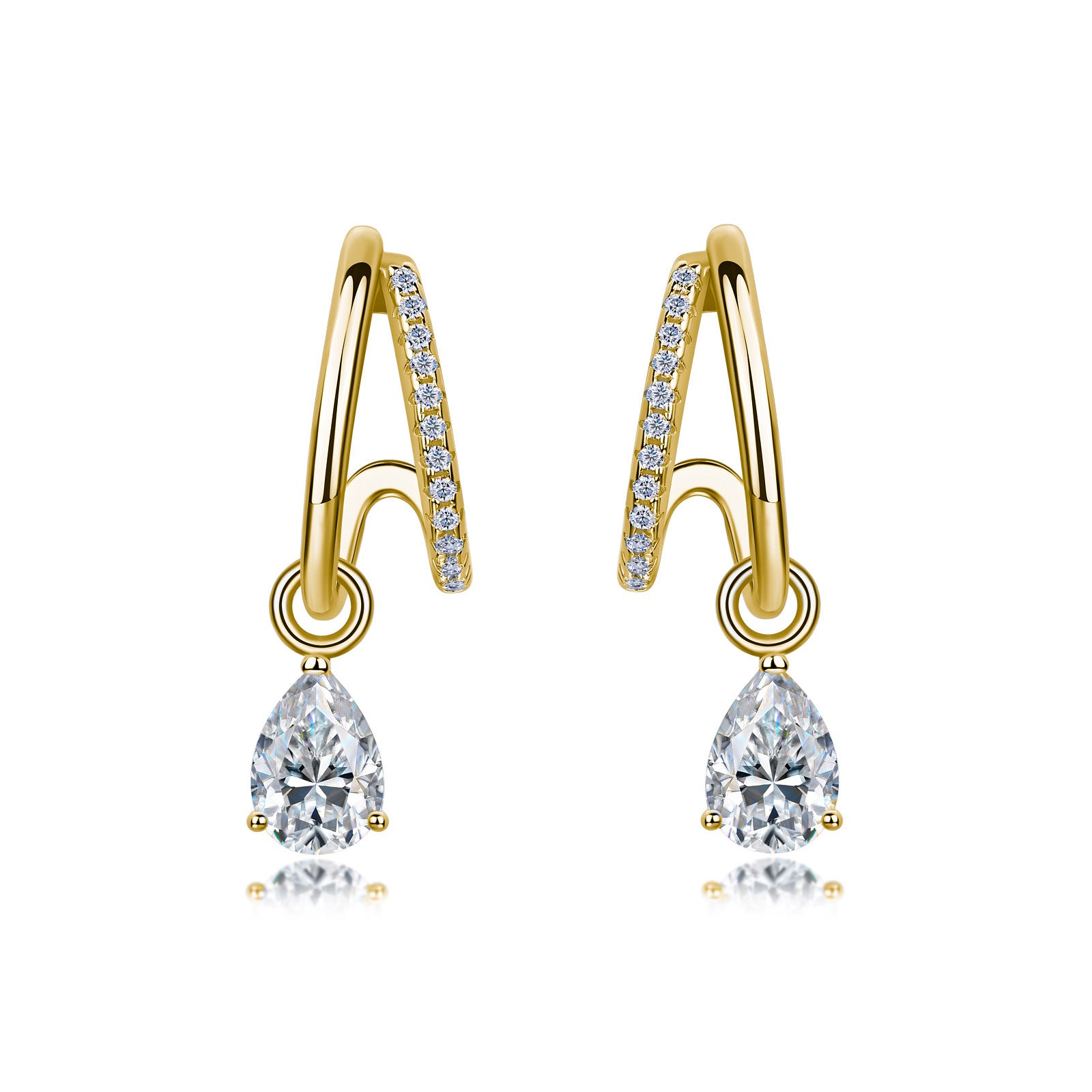 S925 Boucles d'oreilles à double boucle en argent sterling