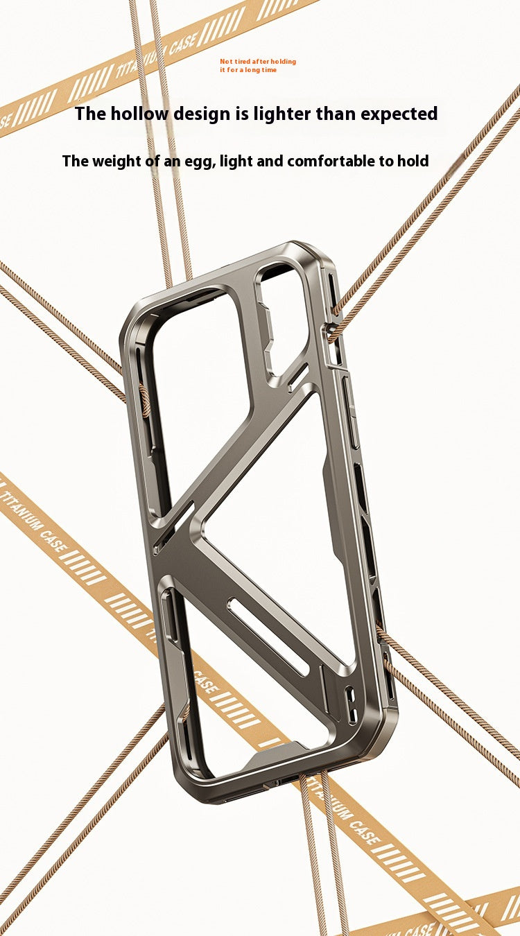 Étui de téléphone à dissipation de chaleur Hollow résistant à la chute en alliage de titane pour hommes