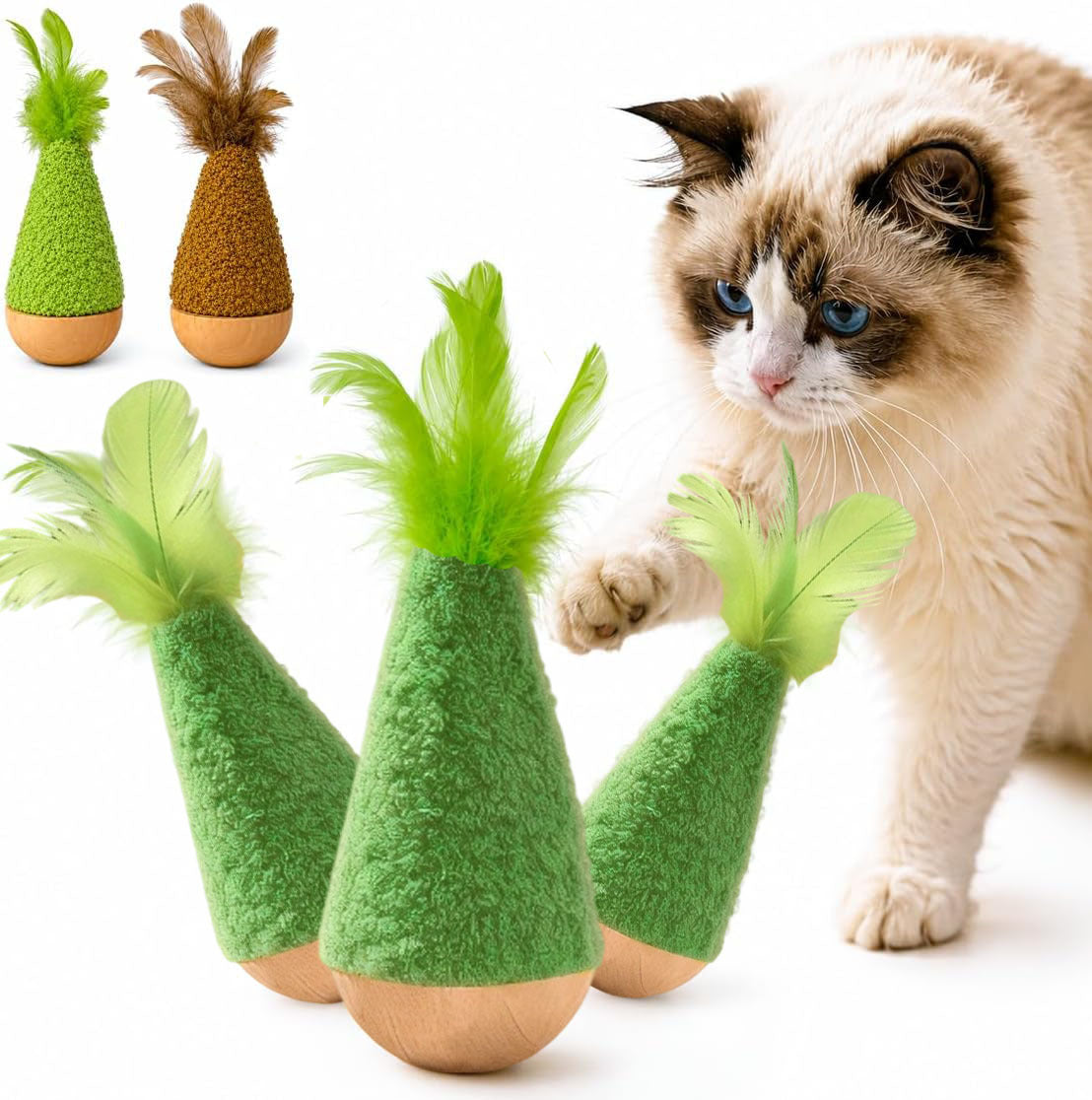2-Pack Interactive Wobble Cat Toy avec plume