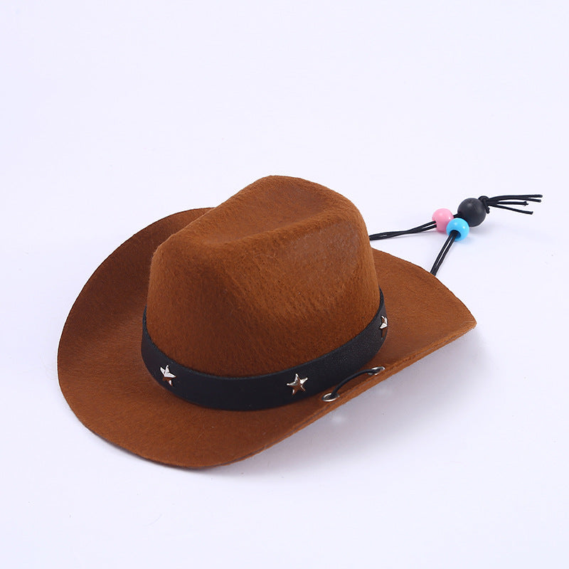 Polyester Woven Mini Hat Décoration pour animaux de compagnie Western Cowboy Hat