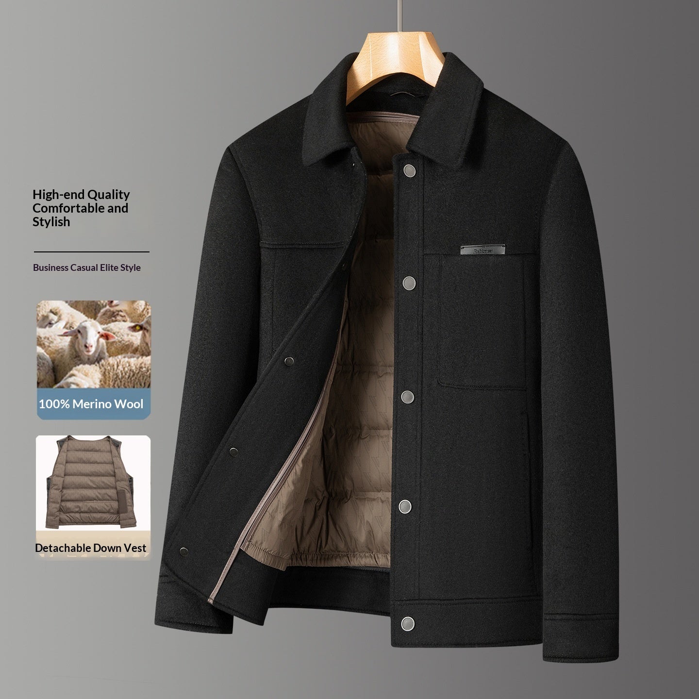 Manteau de laine à deux seins Hommes Vêtements de dessus