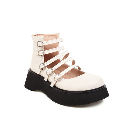 Chaussures haut de gamme pour femmes avec une ceinture en cuir épaisse