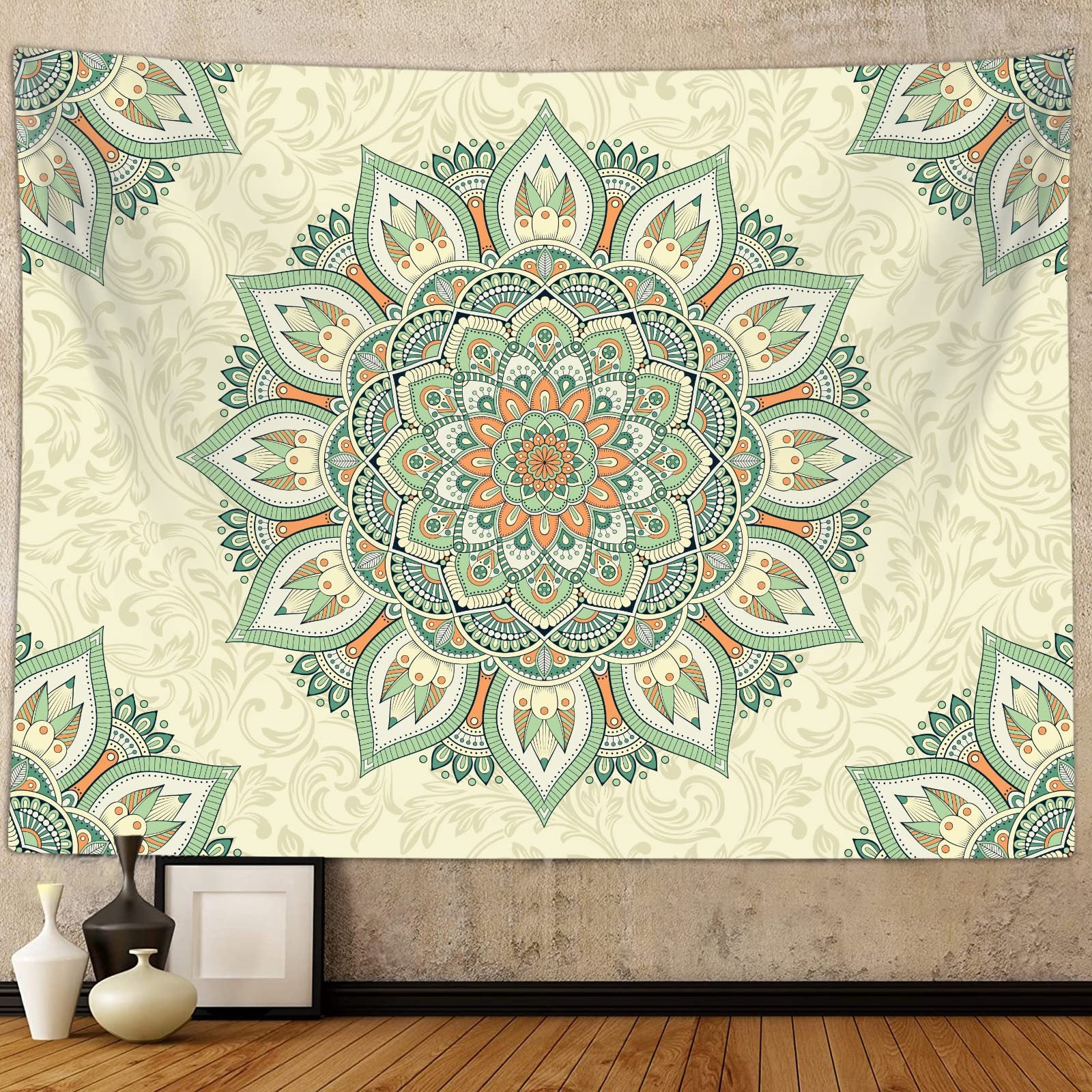 Bohème Vert Mandala Tapestry Bohème Vert Sage Mur suspendu