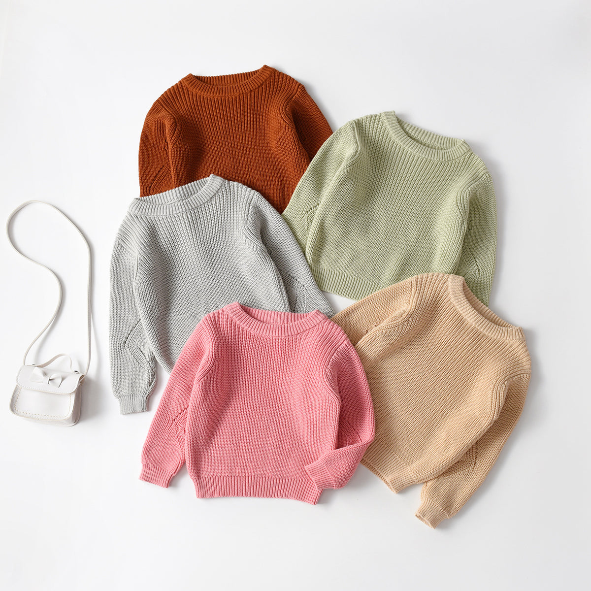 Chemise tricotée pour enfants Style coréen Pure Color Warm Keeping