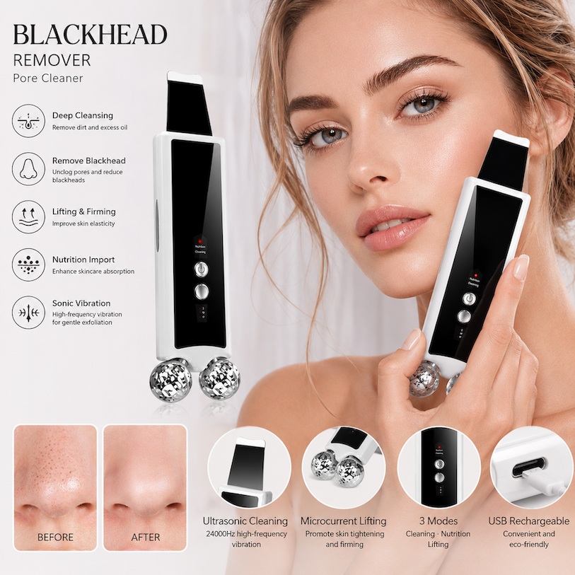 Dispositif de beauté faciale ultrasonique en acier inoxydable
