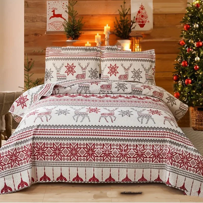 Christmas Peach Skin Lit en tissu Ensemble de trois pièces