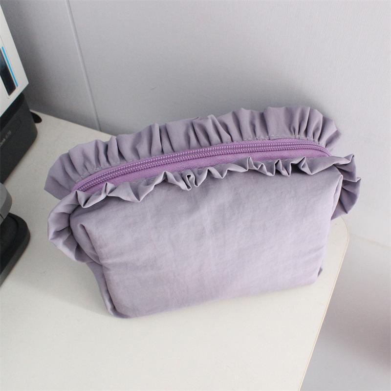 Sac de maquillage Ruffled style coréen simple en nylon imperméable