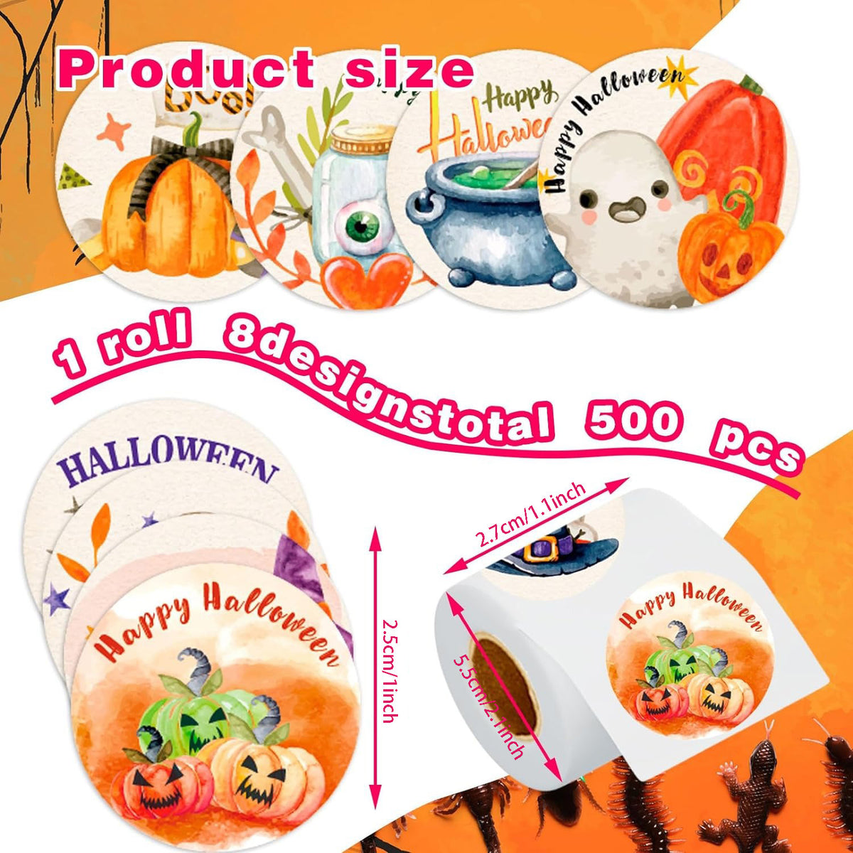 Happy Halloween Kids Toy Merci Sticker décoratif étiquettes