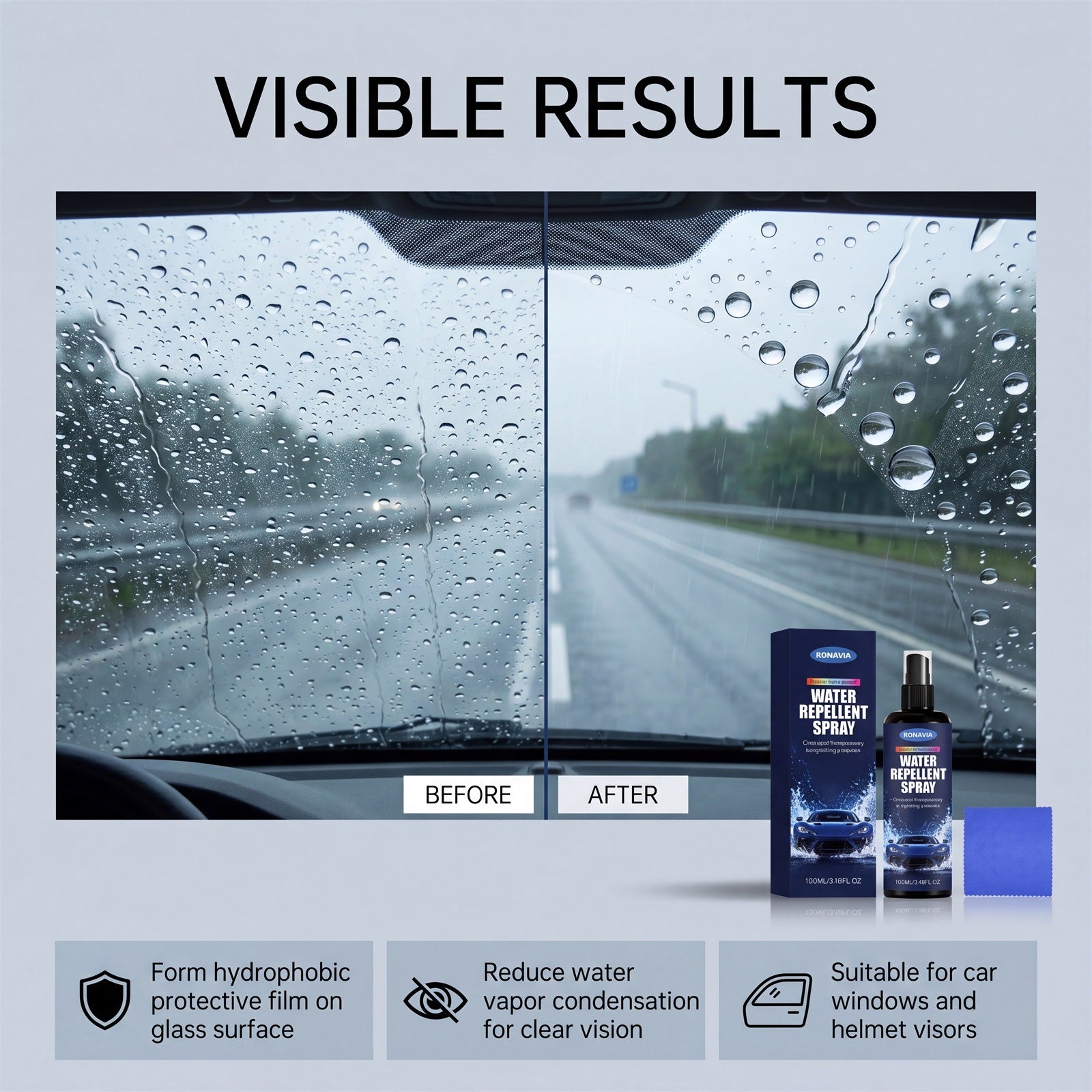 Fenêtre de voiture Vaporisateur anti-buée et hydrofuge