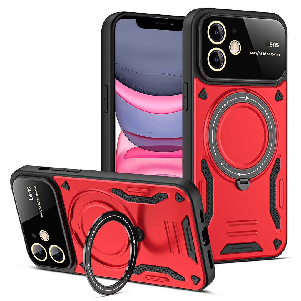 U-bouclier Grande fenêtre Magnetic Bracket Phone Case Advanced Sense Protection Cover