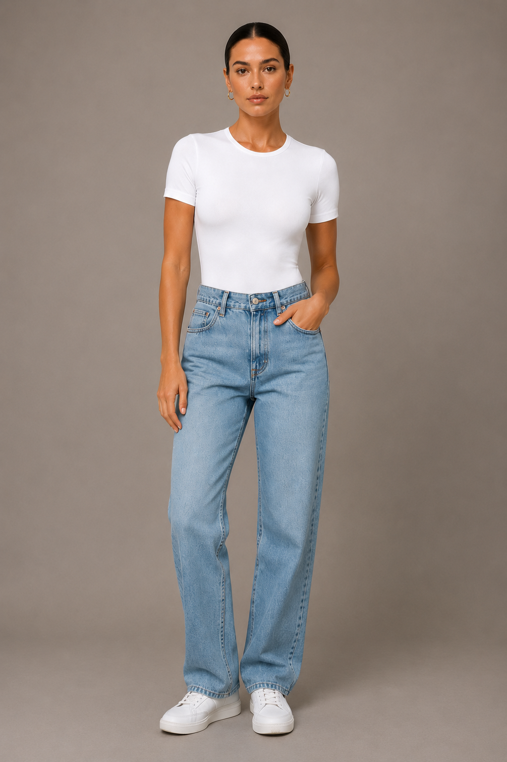 Bodysuit à manches courtes en col rond pour femmes Soft Stretch Basic Fitted One Piece Top