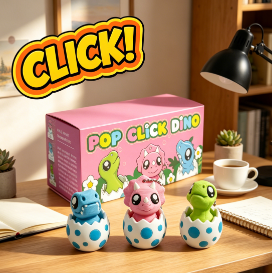 3PCS 3D Printed Dinosaur Egg Clicker Jeu de porte-clés