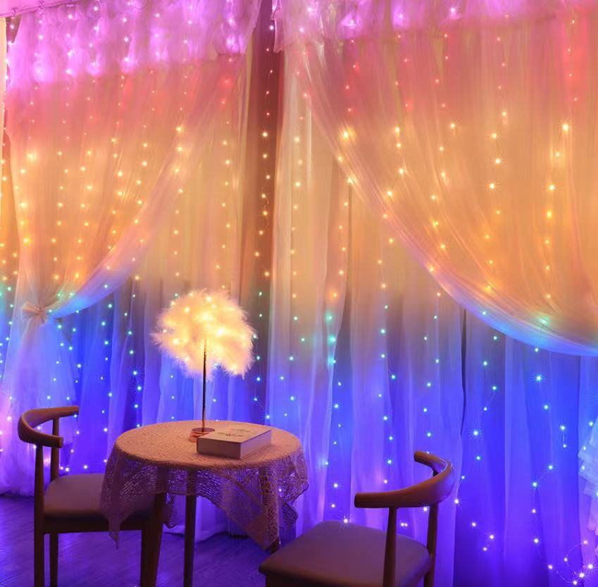 Rideau lumières à cordes pour les mariages de Noël et décoration de chambre avec crochets