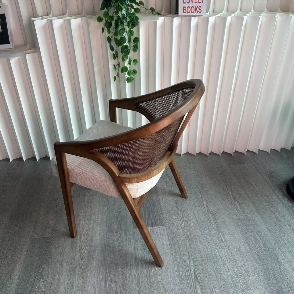 Solid Wood Rattan Woven Guesthouse Hotel Rattan Chaise