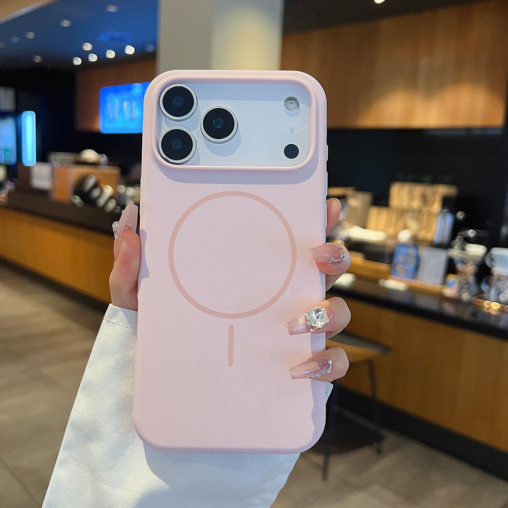 Simple grand trou cercle fin Silicone boîtier de téléphone magnétique