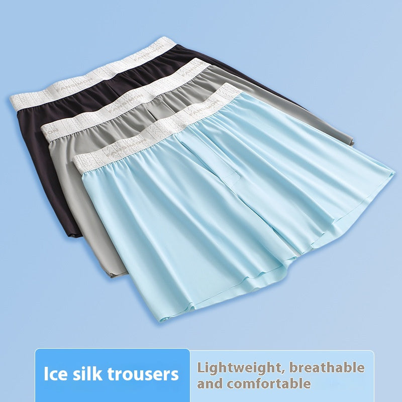 Sous-vêtements en soie de glace pour hommes Plus Taille Loose Boxer